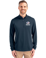 Green Bay Packers Americana Cutter & Buck Virtue Eco Pique Recycled Quarter Zip Mens Pullover Navy Blue Front