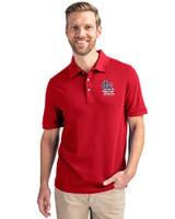 St. Louis Cardinals Stars & Stripes Cutter & Buck Advantage Eco Tri-Blend Pique Mens Polo Cardinal Red Front