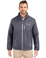Cincinnati Reds Stars & Stripes Cutter & Buck Rainier PrimaLoft® Mens Eco Insulated Full Zip Puffer Jacket Anthracite Melange Front