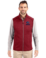 Green Bay Packers Americana Cutter & Buck Mainsail Sweater-Knit Mens Full Zip Vest Cardinal Red Heather Front
