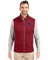 Miami Dolphins Americana Cutter & Buck Mainsail Sweater-Knit Mens Full Zip Vest Cardinal Red Heather Front