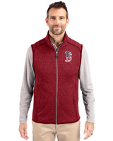 Boston Red Sox Stars & Stripes Cutter & Buck Mainsail Sweater-Knit Mens Full Zip Vest Cardinal Red Heather Front