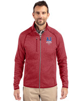 New York Mets Stars & Stripes Cutter & Buck Mainsail Sweater-Knit Mens Full Zip Jacket Cardinal Red Heather Front