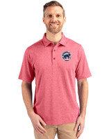 Chicago Cubs Stars & Stripes Cutter & Buck Forge Heathered Stretch Mens Polo Cardinal Red Heather Front