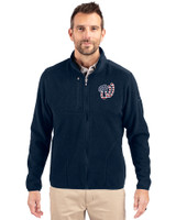 Washington Nationals Stars & Stripes Cutter & Buck Cascade Epic Comfort Recycled Sherpa Fleece Mens Full Zip Jacket Navy Blue Front