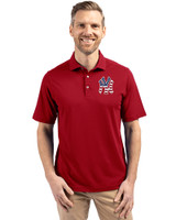 New York Yankees Stars & Stripes Cutter & Buck Virtue Eco Pique Recycled Mens Big and Tall Polo Cardinal Red Front