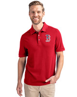 Boston Red Sox Stars & Stripes Cutter & Buck Advantage Eco Tri-Blend Pique Mens Big and Tall Polo Cardinal Red Front