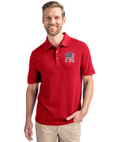 New York Yankees Stars & Stripes Cutter & Buck Advantage Eco Tri-Blend Pique Mens Big and Tall Polo Cardinal Red Front