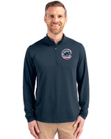 Chicago Cubs Stars & Stripes Cutter & Buck Virtue Eco Pique Recycled Quarter Zip Mens Big & Tall Pullover Navy Blue Front