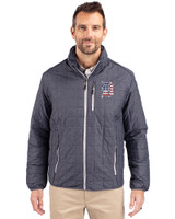 Detroit Tigers Stars & Stripes Cutter & Buck Rainier PrimaLoft®  Mens Big and Tall Eco Insulated Puffer Jacket Anthracite Melange Front