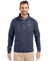 Colorado Rockies Stars & Stripes Cutter & Buck Mainsail Sweater-Knit Mens Big and Tall Half Zip Pullover Jacket Liberty Navy Heather Front