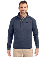 Pittsburgh Steelers Americana Cutter & Buck Mainsail Sweater-Knit Mens Big and Tall Half Zip Pullover Jacket Liberty Navy Heather Front