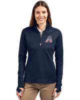 Arizona Diamondbacks Stars & Stripes Cutter & Buck Traverse Stretch Eco Quarter Zip Womens Pullover Liberty Navy Front