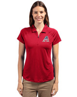 Arizona Diamondbacks Stars & Stripes Cutter & Buck Forge Stretch Womens Short Sleeve Polo Cardinal Red Front