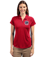 Chicago Cubs Stars & Stripes Cutter & Buck Forge Stretch Womens Short Sleeve Polo Cardinal Red Front