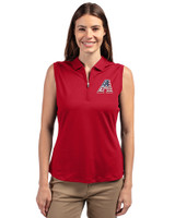 Arizona Diamondbacks Stars & Stripes Cutter & Buck Forge Stretch Womens Sleeveless Polo Cardinal Red Front