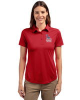 Los Angeles Dodgers Stars & Stripes Cutter & Buck Prospect Eco Textured Stretch Recycled Womens Short Sleeve Polo Cardinal Red Front