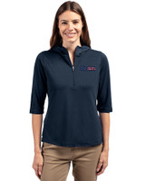 Pittsburgh Steelers Americana Cutter & Buck Virtue Eco Pique Recycled Half Zip Pullover Womens Hoodie Navy Blue Front