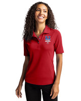 New York Mets Stars & Stripes Cutter & Buck Virtue Eco Pique Recycled Womens Polo Cardinal Red Front