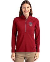San Diego Padres Stars & Stripes Cutter & Buck Adapt Eco Knit Stretch Recycled Womens Half Zip Pullover Cardinal Red Front