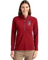 Seattle Mariners Stars & Stripes Cutter & Buck Adapt Eco Knit Stretch Recycled Womens Half Zip Pullover Cardinal Red Front