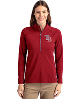 Tampa Bay Rays Stars & Stripes Cutter & Buck Adapt Eco Knit Stretch Recycled Womens Half Zip Pullover Cardinal Red Front