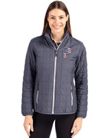 Pittsburgh Pirates Stars & Stripes Cutter & Buck Rainier PrimaLoft®  Womens Eco Insulated Full Zip Puffer Jacket Anthracite Melange Front