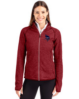 Minnesota Vikings Americana Cutter & Buck Mainsail Sweater-Knit Womens Full Zip Jacket Cardinal Red Heather Front