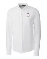 Boston Red Sox Stars & Stripes Cutter & Buck Advantage Tri-Blend Pique Long Sleeve Knitted Mens Button Down WH_MANN_HG 1