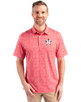 Houston Astros Stars & Stripes Cutter & Buck Pike Constellation Print Stretch Mens Polo Red Front