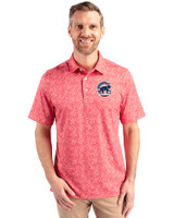 Chicago Cubs Stars & Stripes Cutter & Buck Pike Constellation Print Stretch Mens Polo Red Front