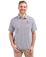 Athletics Stars And Stripes Cutter & Buck Virtue Eco Pique Botanical Print Recycled Mens Polo Navy Blue Front