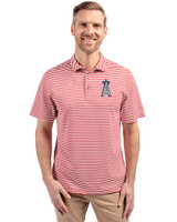 Los Angeles Angels Stars & Stripes Cutter & Buck Virtue Eco Pique Stripe Recycled Mens Polo Cardinal Red Front