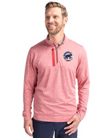 Chicago Cubs Stars & Stripes Cutter & Buck Stealth Heathered Quarter Zip Mens Pullover Cardinal Red Front
