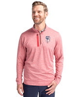 San Francisco Giants Stars & Stripes Cutter & Buck Stealth Heathered Quarter Zip Mens Pullover Cardinal Red Front