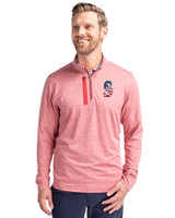Seattle Mariners Stars & Stripes Cutter & Buck Stealth Heathered Quarter Zip Mens Pullover Cardinal Red Front