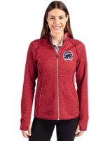 Chicago Cubs Stars & Stripes Cutter & Buck Mainsail Full Zip Hooded Womens Jacket Cardinal Red Heather Front