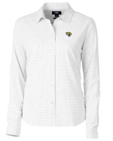 Jacksonville Jaguars Cutter & Buck Versatech Tattersall Stretch Womens Long Sleeve Dress Shirt Charcoal Mannequin