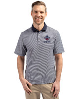 New Orleans Saints Americana Cutter & Buck Virtue Eco Pique Micro Stripe Recycled Mens Big & Tall Polo Navy Blue/White Front