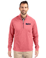 Pittsburgh Steelers Americana Cutter & Buck Adapt Eco Knit Heather Mens Big & Tall Quarter Zip Pullover Cardinal Red Heather Front