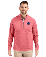 Miami Dolphins Americana Cutter & Buck Adapt Eco Knit Heather Mens Big & Tall Quarter Zip Pullover Cardinal Red Heather Front