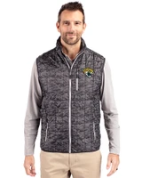 Jacksonville Jaguars Cutter & Buck Rainier Recycled Insulated Printed Puffer Mens Full Zip Vest Black Front