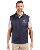 New Orleans Saints Americana Cutter & Buck Stealth Recycled Hybrid Quilted Mens Windbreaker Vest Liberty Navy Front
