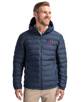 New York Giants Americana Cutter & Buck Mission Ridge Repreve® Eco Insulated Mens Puffer Jacket Navy Blue Front