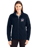 Miami Marlins Stars & Stripes Cutter & Buck Cascade Eco Fleece Womens Full Zip Jacket Navy Blue Front