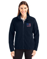 New York Giants Americana Cutter & Buck Cascade Eco Fleece Womens Full Zip Jacket Navy Blue Front