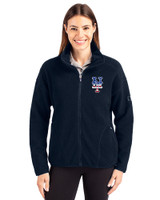 New York Mets Stars & Stripes Cutter & Buck Cascade Eco Fleece Womens Full Zip Jacket Navy Blue Front