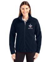 New Orleans Saints Americana Cutter & Buck Cascade Eco Fleece Womens Full Zip Jacket Navy Blue Front