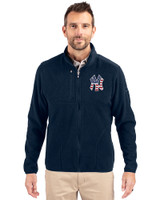 New York Yankees Stars & Stripes Cutter & Buck Cascade Eco Sherpa Mens Big & Tall Fleece Jacket Navy Blue Front