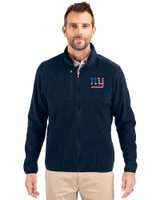 New York Giants Americana Cutter & Buck Cascade Eco Sherpa Mens Big & Tall Fleece Jacket Navy Blue Front
